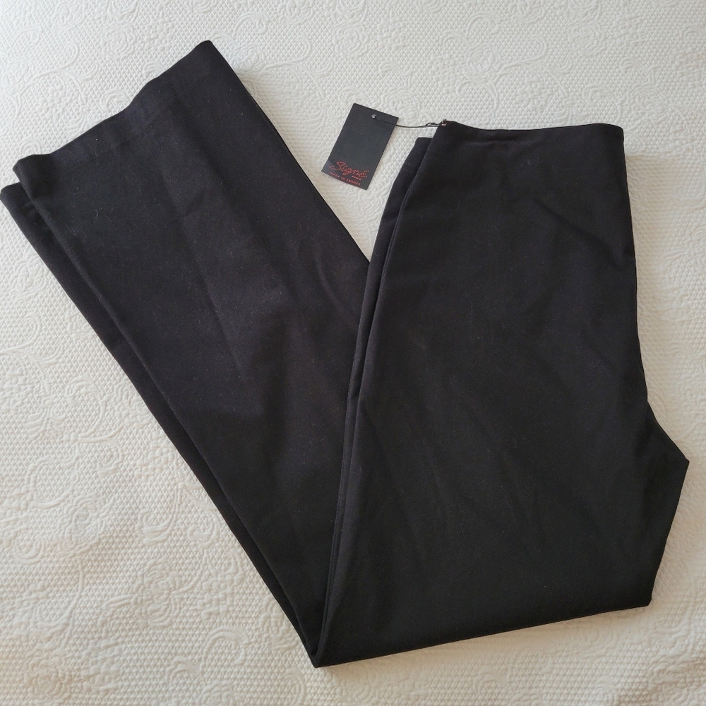 NWT Signe Paris made in France designer flared leg black pants size 10